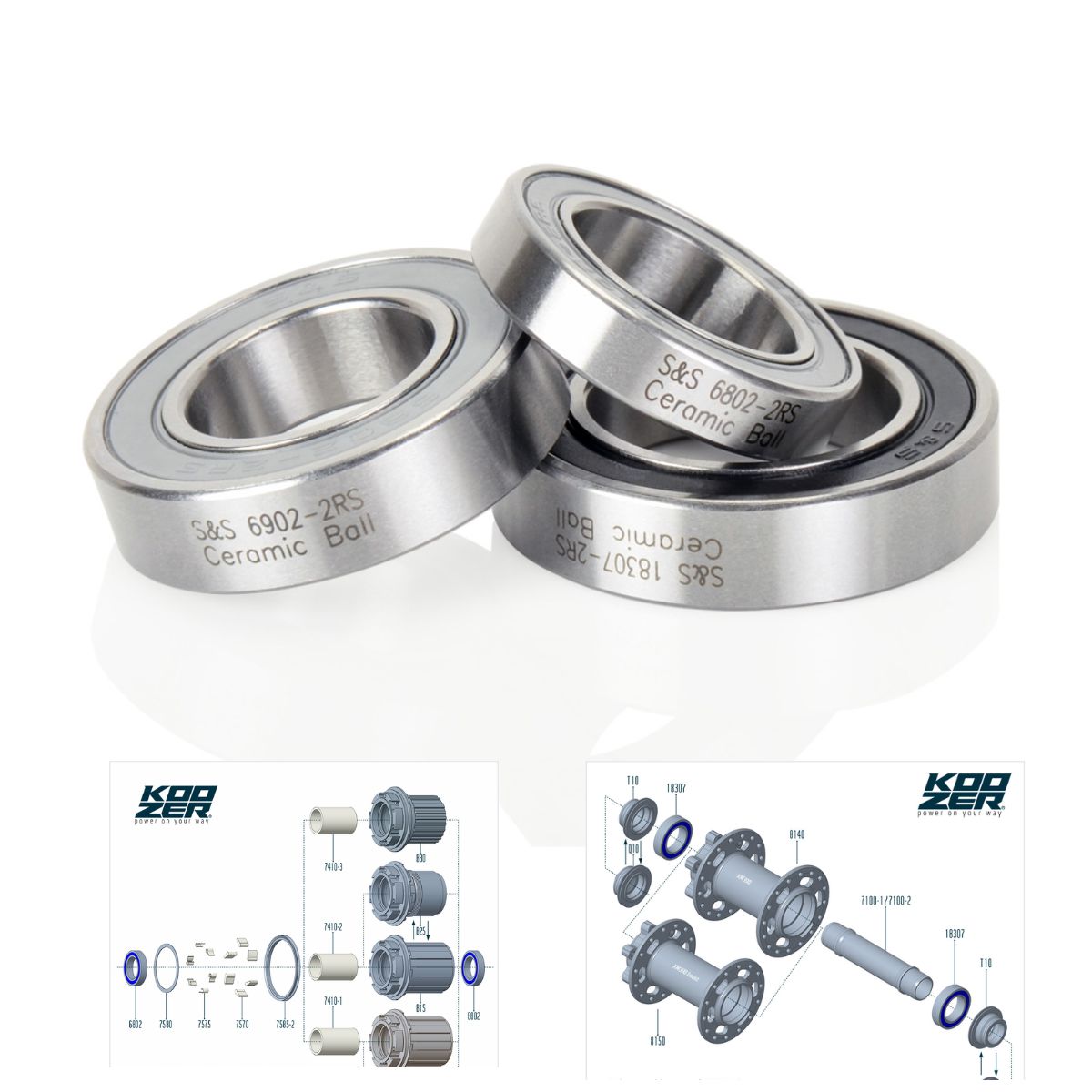 Bạc Đạn Ceramic(Bi Sứ) S&S 6902 6802 18307 2RS Chuyên Lắp Cho Các Loại Đùm Hub MayO Trước/Sau Và Cối Líp Xe Đạp Koozer XM490/460/390,BM440, Gub Bền Bỉ, Tăng Cường Độ Trớn Cho Hub, Chịu Tải, Chịu Nhiệt Tốt Hơn Bạc Đạn Thép